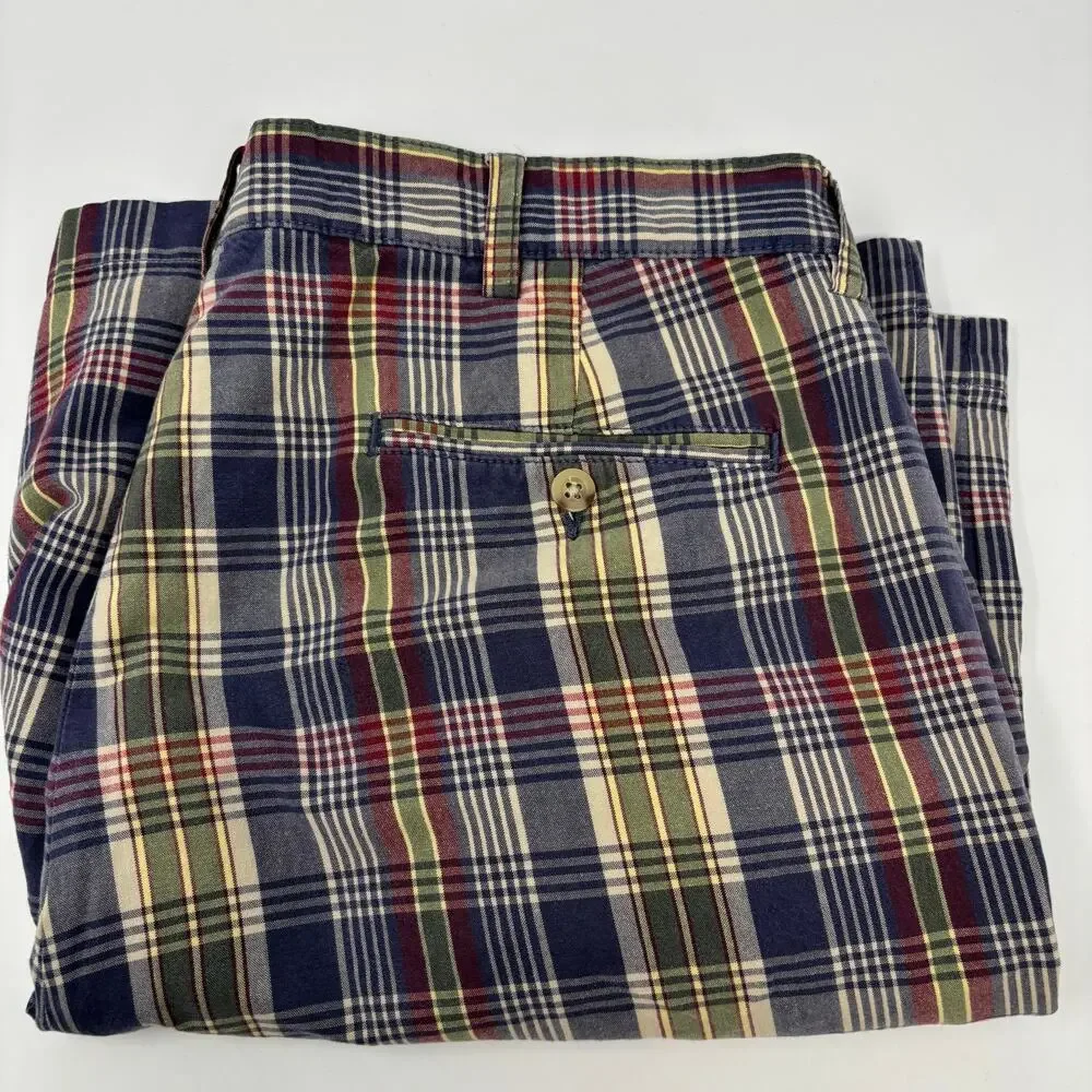 Polo Ralph Lauren Sz36 Multicolor Plaid 100% Cotton Tyler Shorts